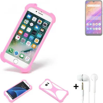 Produktbild von K-S-Trade Bumper + Kopfhörer kompatibel mit BLU J6S Handy Hülle Schutzhülle Silikon Schutz Hülle Cover Case Silikoncase Silikonbumper TPU Softcase