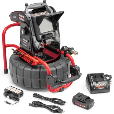 Produktbild von Trotec Rohrkamera Compact 2 für Rohre 40-150 mm, digitaler Aufzeichnungsmonitor, 512-Hz-Sender, Live-Übertragung Smartphone/Tablet