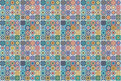 Produktbild von Fliesenaufkleber 20 x 20 cm – 24 Stück – Selbstklebend – Wasserfest – Pflegeleicht – Hitzebeständig – Für Küche & Bad – Mosaik aus bunten Fliesen