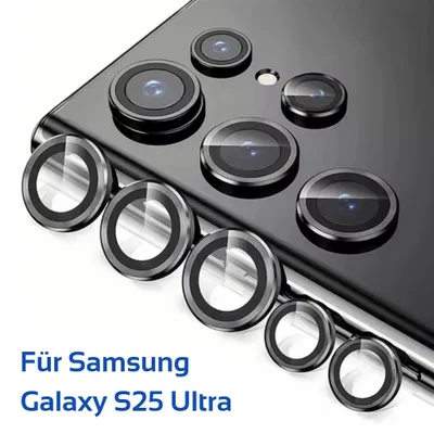 Produktbild von Kameraschutz Panzerfolie für Samsung Galaxy S25 Ultra in schwarz Linsenschutz