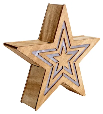 Produktbild von Weihnachtsstern Beleuchtet Holz Stern LED Weihnachtsbeleuchtung Timer 5289027