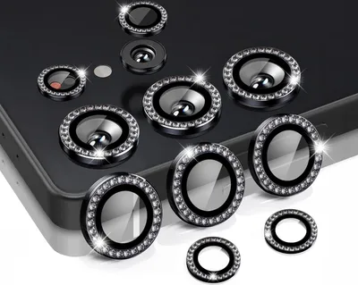 Produktbild von Kamera Linsenschutz Glas Set mit Schmucksteinen für Samsung Galaxy S25 Ultra Schutzglas Camera Linse Panzerfolie 9H Schwarz