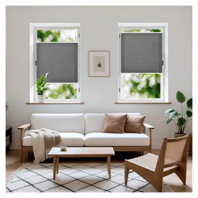 Produktbild von Plissee ohne Bohren, blickdicht, Anthrazit, 110x120cm (BXH), Klemmfix, UV-Schutz & Lichtfilterung, Fensterplissee mit Klemmträger