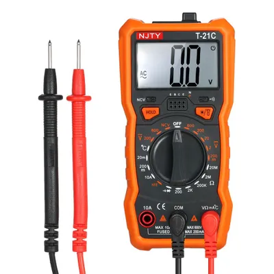 Obrázok produktu pre Mini digitálny multimer s 1999 údajmi – prístroj na meranie striedavého a jednosmerného napätia a prúdu, s funkciami NCV (detekcia prítomnosti napätia bez kontaktu), merania odporu, testovania diódy, testovania prívodu a merania hFE