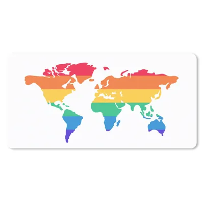 Produktbild von MuchoWow® Schreibtischunterlage Weltkarte - Stolz - Regenbogen 80x40 cm - XXL Mauspad - Gaming Mauspad