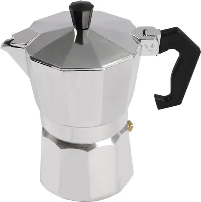 Produktbild von Elektrische Espressomaschine, einstellbare Temperatur, 3 Tassen Kapazität, Aluminiumlegierung, Silber
