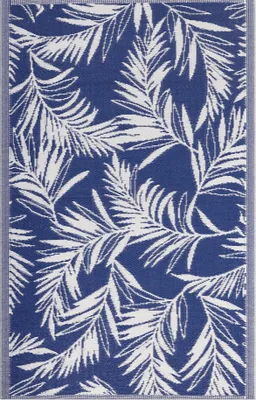 Produktbild von JEMIDI Outdoor Teppich 120x180cm groß - Terrassenteppich Balkonteppich Außenteppich - Balkon Teppich Garten Läufer Gartenteppich - Blatt Muster Blau