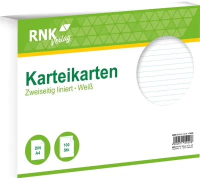 Produktbild von RNK Karteikarte A4 liniert weiß 100St blaue Kopflinie
