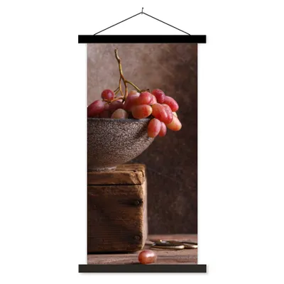 Produktbild von MuchoWow® Textilposter Rustikal - Weintrauben - Schale - Stilleben - Obst 40x80 cm mit schwarzem Rahmen - Wandemalerei