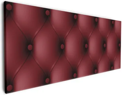 Produktbild von Wallario Premium Leinwandbild Rote Ledertür in Größe 50 x 125 cm