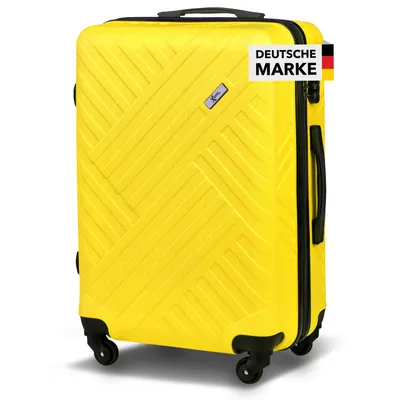 Produktbild von Xonic Design Reisekoffer mit Rollen 360° - ABS Hartschalen-Koffer Trolley mit Zahlenschloss in Handgepäck M-L-XL-Set (Neon Gelb, XL)