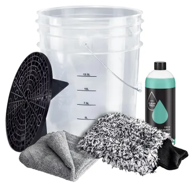 Produktbild von Benbow Auto Waschset, Set 9-tlg, 20L Transparent Wascheimer, Schmutzsieb, Waschhandschuh, 5x Microfasertücher, 1L Autoshampoo-konzentrat, Autozubehör