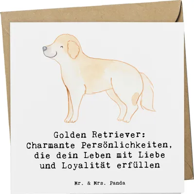 Produktbild von Mr. & Mrs. Panda Glückwunschkarte Golden Retriever Charme - Weiß - Geschenk, Hunderasse, Spielhund, Liebe, freundlicher Hund, Therapiebegleiter, Klappkarte, Hunde