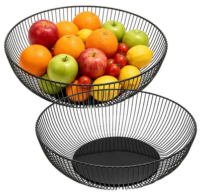 Obstschale Metall 27,5 cm, 2er-Set, schwarz, offenes Design