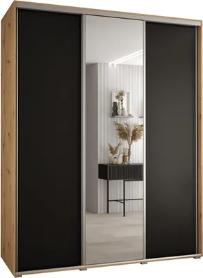 Produktbild von MEBLE KRYSPOL Davos 3 Schrank, drei Türen - 235,2x190x60 cm - Artisan Schwarz Silber