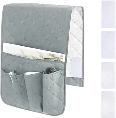 Immagine prodotto di Organizer con 5 tasche e base antiscivolo - include 4 paia di ganci e elementi di fissaggio - per telecomandi, riviste e libri