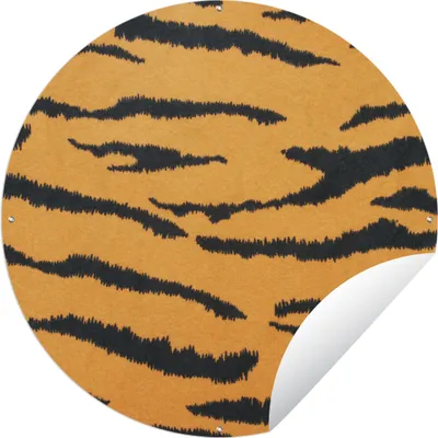 Produktbild von MuchoWow® Gartenposter Outdoor-Poster Rund Tigerdruck - Braun - Orange Ø 150 cm Gartendeko Rundes Poster draußen