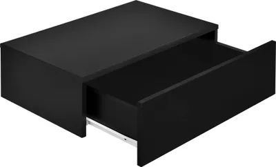 Produktbild von Wandregal 'Oslo' mit Schublade 2er Set 46x30x15cm Schwarz Hochglanz