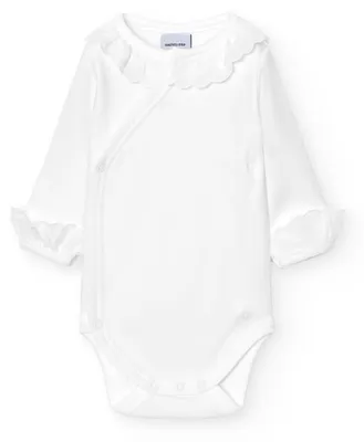 Produktbild von BABIDU Crossover-Baby-Body, langärmelig, 100% Baumwolle, Spitzenausschnitt, Baby