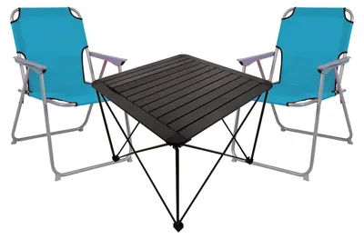 Image de set de meubles de camping 3 pièces Table de camping Chaise de camping L70xl70xH56cm