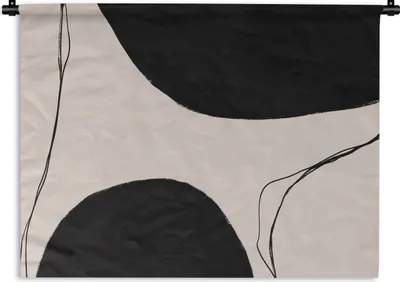 Produktbild von MuchoWow® Wandteppich Wandbehang Pastell - Schwarz - Minimalismus 60x45 cm Tapisserie Dekoration Wandtuch - Das Schlafzimmer