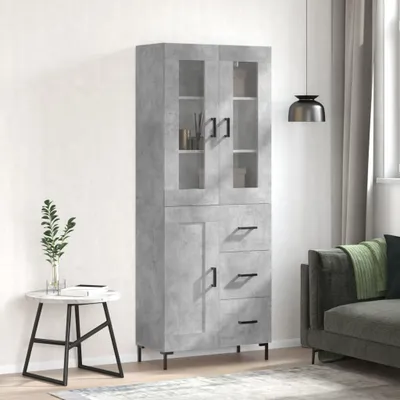 Produktbild von vidaXL Highboard Betongrau 69,5x34x180 cm Holzwerkstoff