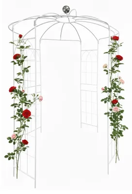 Imagen del producto de Pérgola de jardín metálica con cúpula y gancho para macetas colgantes