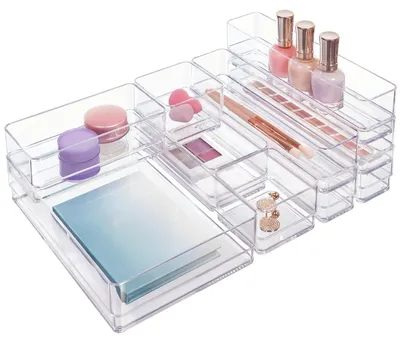 Schubladen-Organizer-Set, 10-teilig, durchsichtig, stapelbar