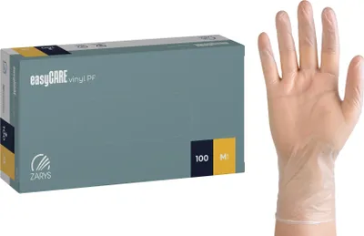 Produktbild von easyCARE Vinyl PF Handschuhe puderfrei transparent [M] 100 Stk.