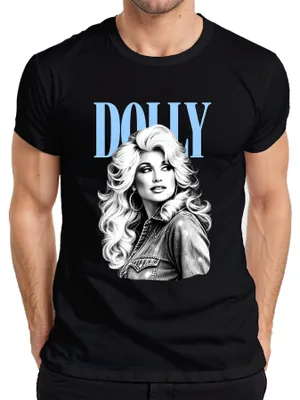 Productafbeelding van Dolly Parton, landelijke muzieklegende, vintage, retro, fan, heren T-shirt, zwart, maat L
