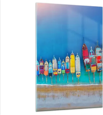 Produktbild von Bilder auf glas - Einteilig - Schiffe Strand Perspektive - 80x120cm - Glasbilder - Wandbilder - Bilder - Wanddekoration aus Glas - Glas Bilder - Wandbild auf Glas - GPA80x120-4415