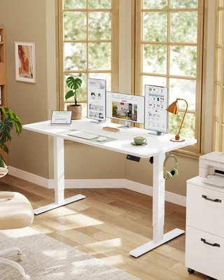 Produktbild von VASAGLE Elektrisch verstellbarer Stehtisch, Memory-Funktion mit 4 Höhen, Schreibtisch für Home Office, 140 x 60 cm, weiß