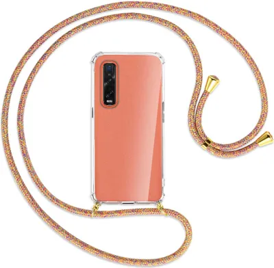 Produktbild von Handykette Backcover-Schutzhülle mit Band (Metall goldfarben) für Oppo Find X2 Pro - Rainbow