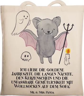 Produktbild von Mr. & Mrs. Panda Einkaufstasche Herbstgemütlichkeit Halloween - Transparent - Geschenk, Geister, Geschenke, Laptoptasche, Jutebeutel, Beutel, Gruselparty, Shopping Tasche