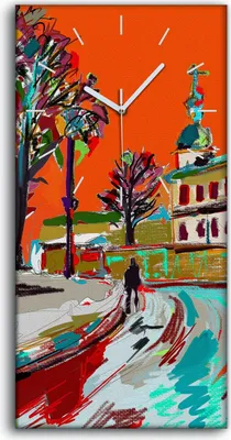 Produktbild von Küche Wohnzimmer Wand Leinwand Uhr 30x60 Kunst Winter Stadtbild Kunst - weiße Hände