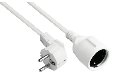 Immagine prodotto di Cavo di prolunga Schuko, tipo E+F, angolato, 5 metri, bianco, grado di protezione IP44