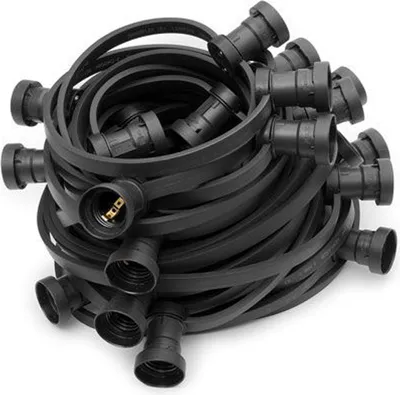 ILLU Lichterkette schwarz - 100 Meter Installations-Rohware - E27 Fassungen alle 100cm