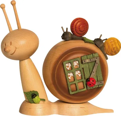 Produktbild von Drechslerei Kuhnert Rauchschnecke Sunny - Räucherfigur - Familienschnecke - schicke Deko für Naturliebhaber - für Räucherkerzen der Größe M