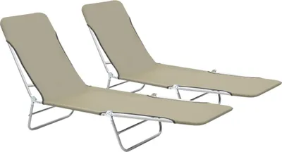 Produktbild von Klappliegen 2 Stk. Stahl und Stoff Taupe