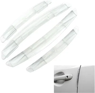 Image de 4 bandes de protection autocollantes pour portes, transparentes et résistantes aux rayures, pour les portes de voiture