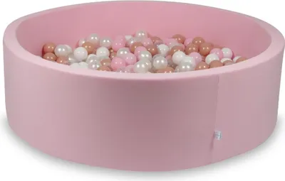 Immagine prodotto di Piscina asciutta rosa cipria 130x40 con 700 palline: Trasparente, bianco, madreperla, rosa chiaro, oro rosa