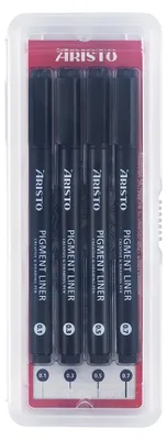 Image de Aristo Pigment Liner, set de 4, épaisseurs 0,1/0,3/0,5/0,7 mm
