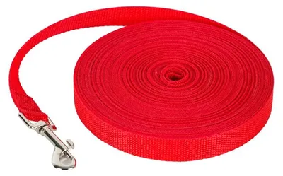 Imagen del producto de Correa de entrenamiento para perros, fabricada en nylon resistente, ideal para todas las razas y tamaños, 20 metros de longitud, color rojo