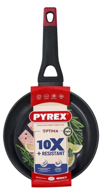 Produktbild von Pyrex OT22BF6, Rund, Allzweckpfanne, Schwarz, Rot, Keramik, Elektro, Gas, Halogen, Induktion, 22 cm, 228 mm