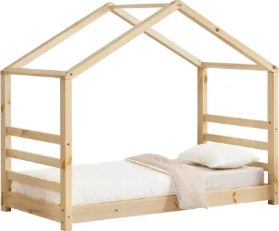 Obrázok produktu pre Detská posteľ s lamelovým roštom Domová posteľ Drevo 80x160 cm Posteľ Domová posteľ Posteľ pre mladých [en.casa]