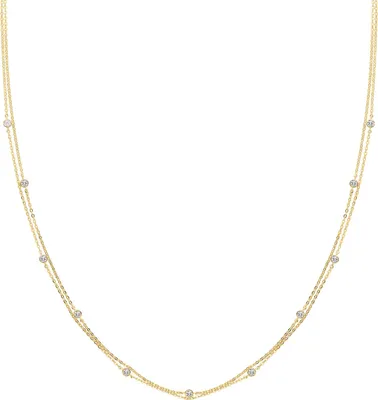 Produktbild von Wunderschöne 9 Karat (375) Gold Damen - Halskette mit Zirkonia - 44cm; TRS27757
