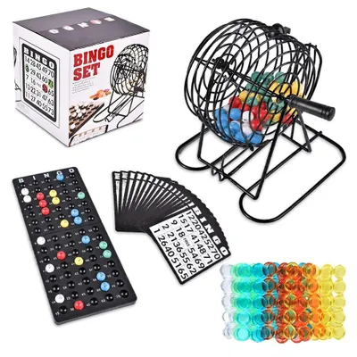 Obrázok produktu pre Sada na hru bingo – Opakovane použiteľná bingo bubon s 75 guľami a 150 žetónmi