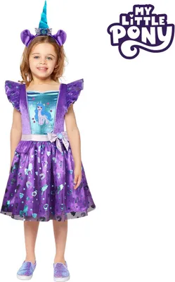 My Little Pony Kostüm Izzy Moonbow Kleid mit Haarreif für Kinder von Vorne mit My Little Pony Logo