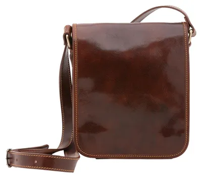 Immagine prodotto di Borsa a tracolla da uomo, in vera pelle, con chiusura magnetica e tracolla regolabile