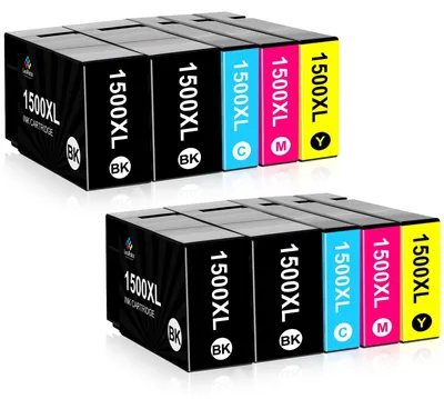 Immagine prodotto di Cartucce d'inchiostro compatibili con Canon 1500XL: 4 cartucce nere, 2 ciano, 2 magenta, 2 gialle